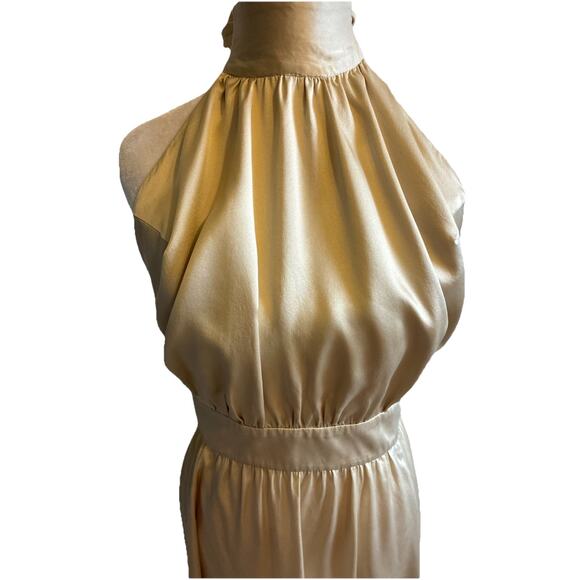 Reformation Alani Silk Maxi Dress Champagne Prom Bridesmaid Greek Goddess Sz 16 - Picture 9 of 16